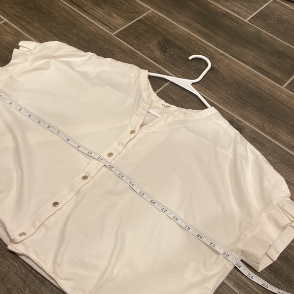 BEAMS Heart - White Button down V neck Short sleeve blouse shirt - Picture 15 of 15